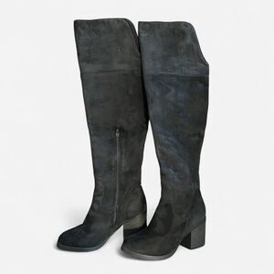 Black suede over the knee boots